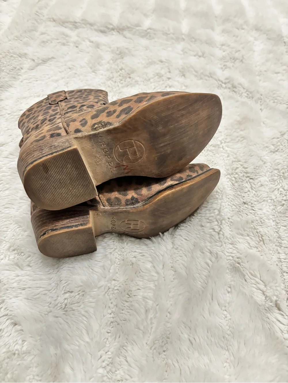 Roper Kids Leopard-Print Western Boots - Metallic Brown Girls size 7